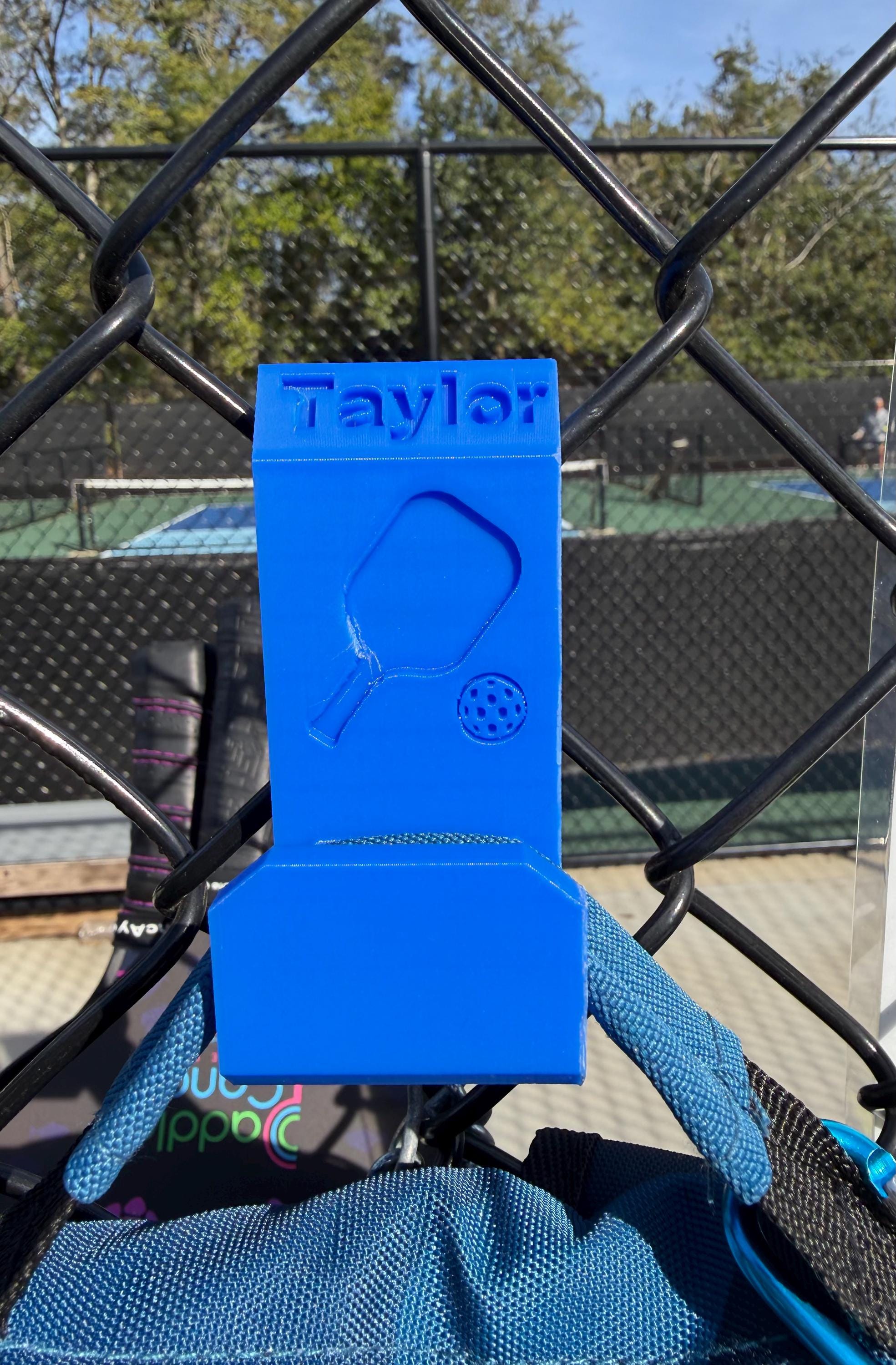 Pickleball Bag Hook - Hang on Fence to keep off ground and customize with your name!