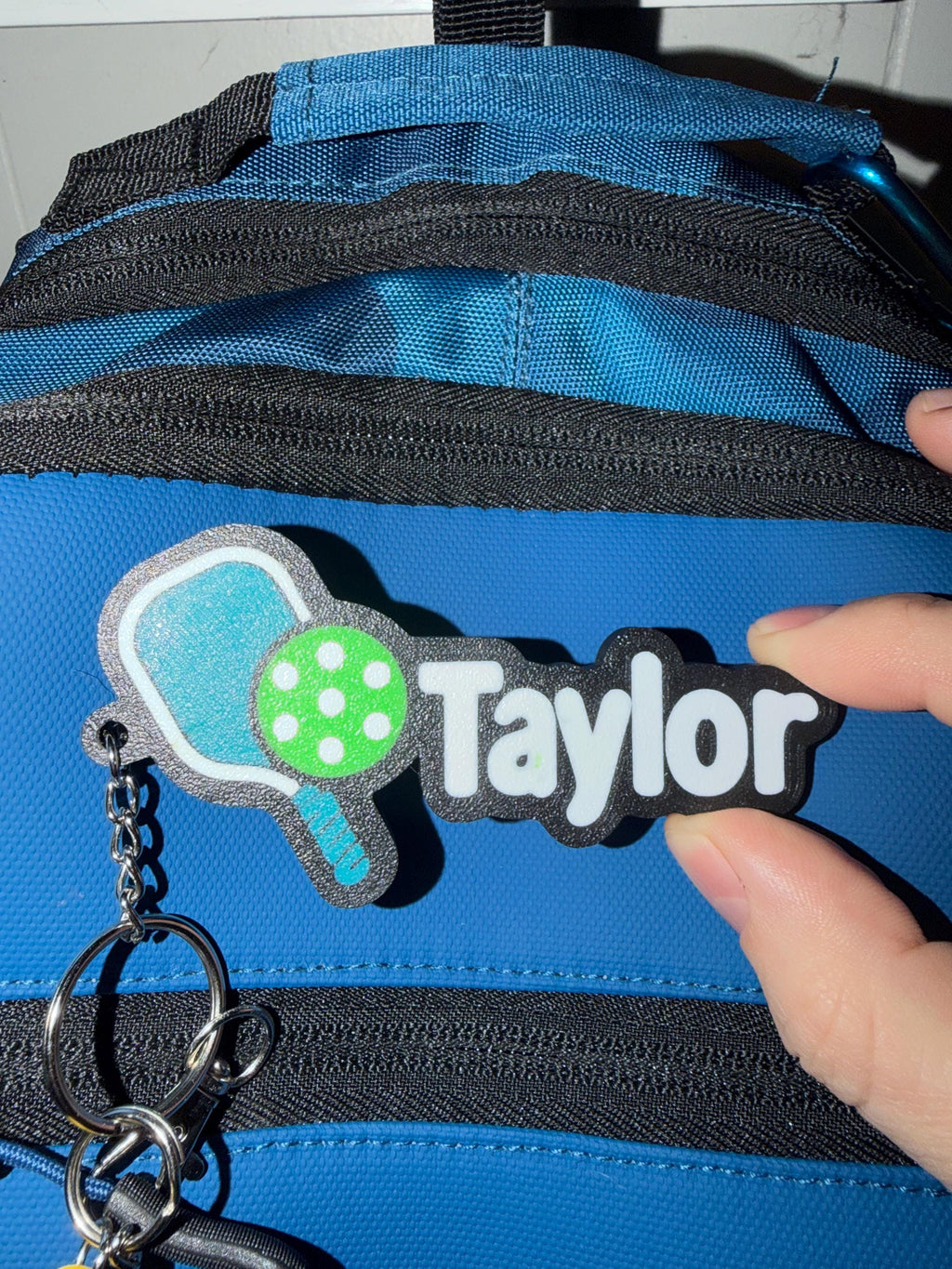 Personalized Pickleball Keychain with name for car keys, backpack, purse, bag - 3D printed - Charm - Custom Colors