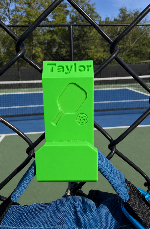 Pickleball Bag Hook - Hang on Fence to keep off ground and customize with your name!