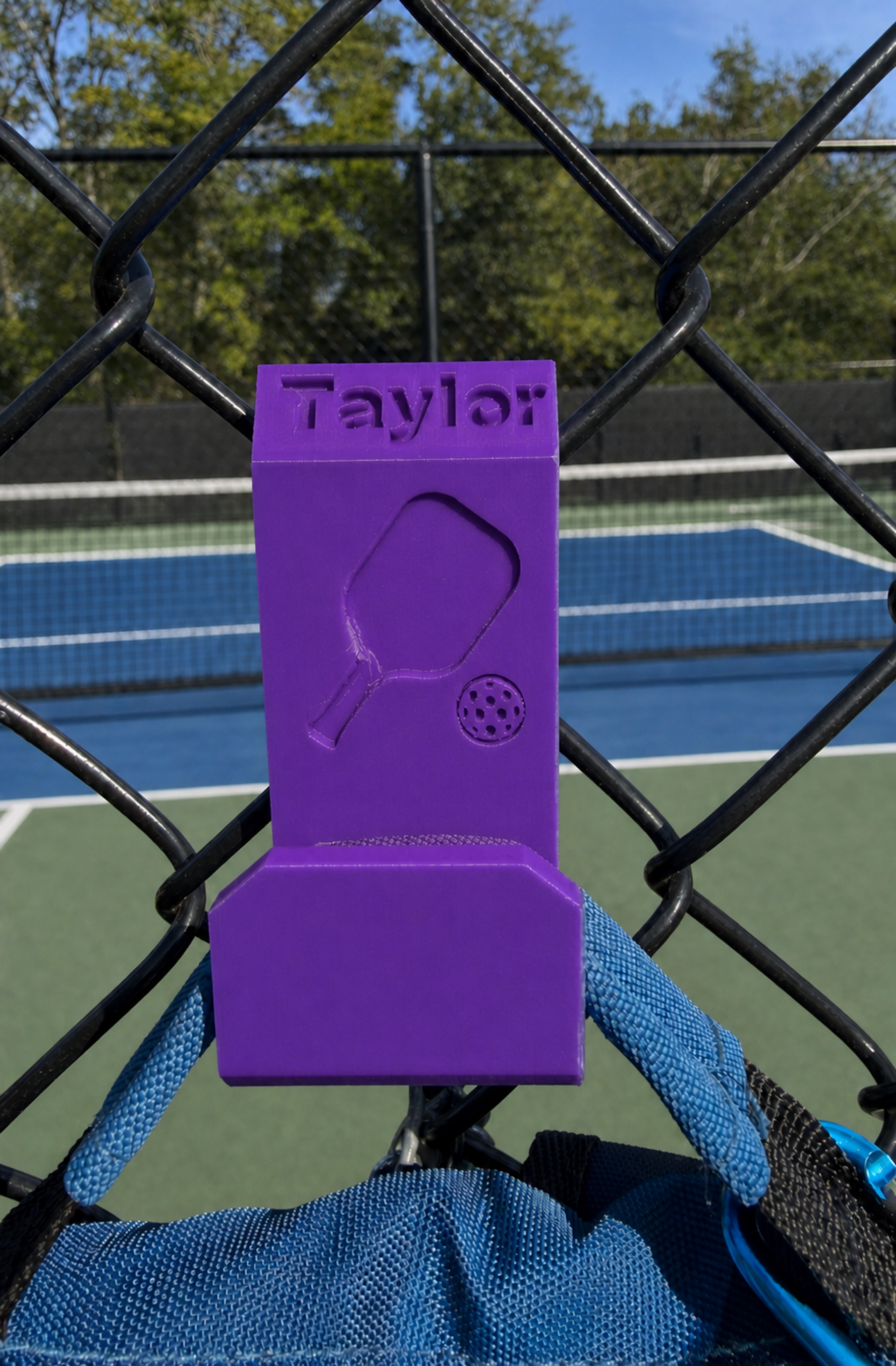 Pickleball Bag Hook - Hang on Fence to keep off ground and customize with your name!