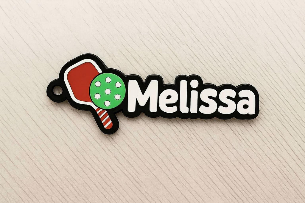 Personalized Pickleball Keychain with name for car keys, backpack, purse, bag - 3D printed - Charm - Custom Colors