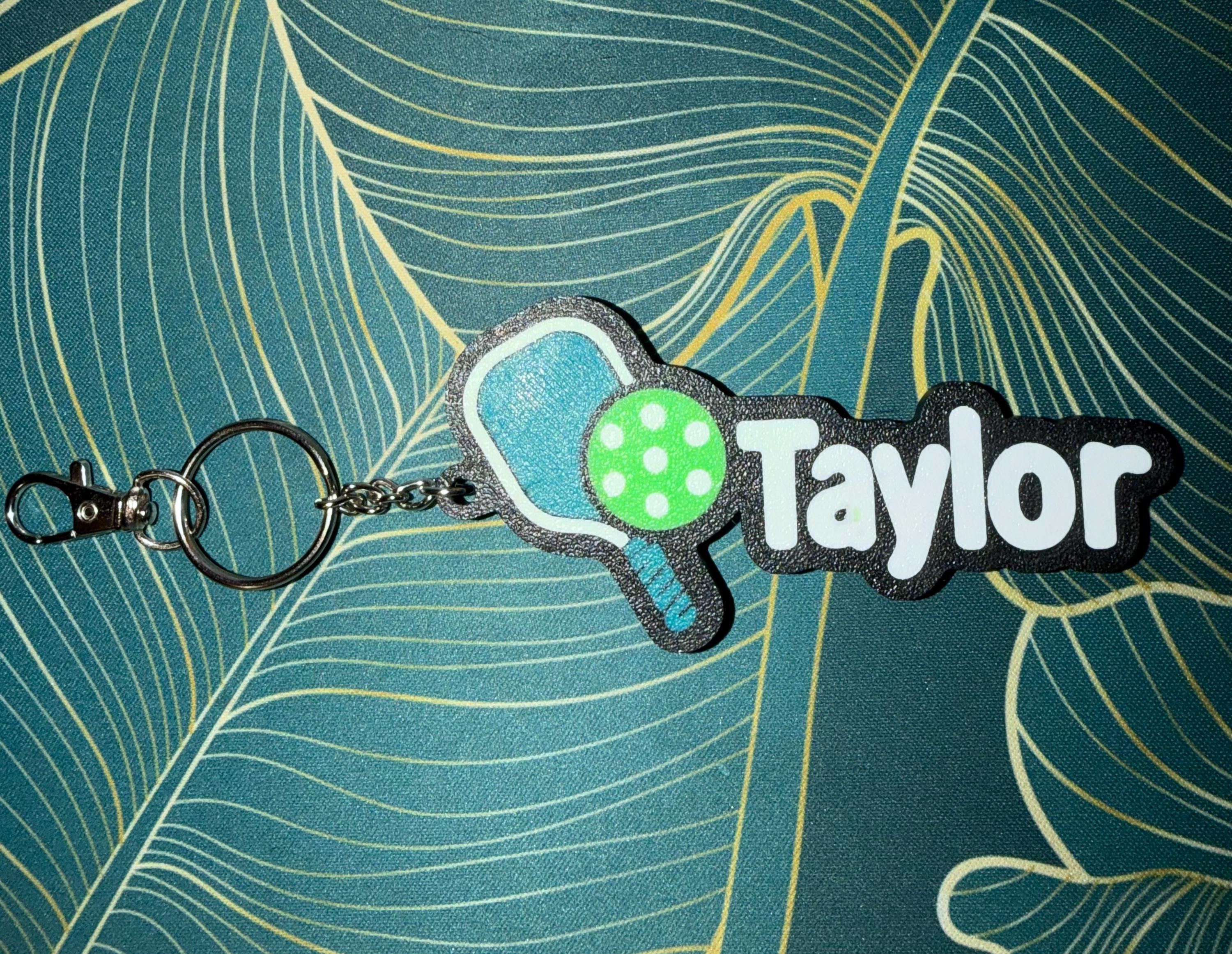 Personalized Pickleball Keychain with name for car keys, backpack, purse, bag - 3D printed - Charm - Custom Colors