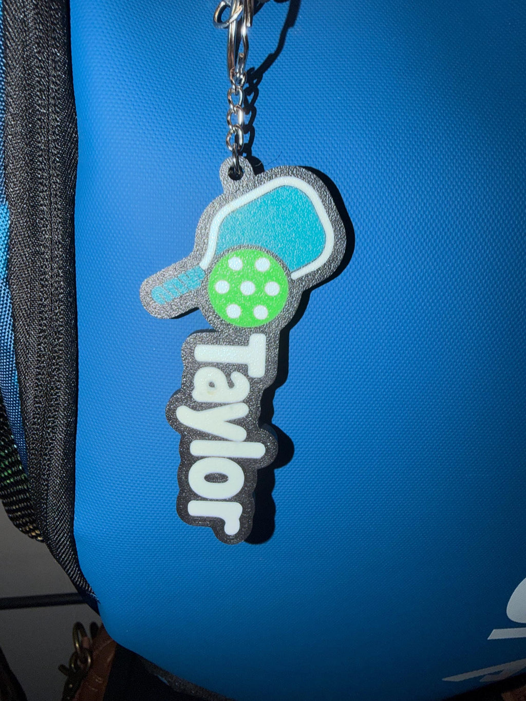 Personalized Pickleball Keychain with name for car keys, backpack, purse, bag - 3D printed - Charm - Custom Colors